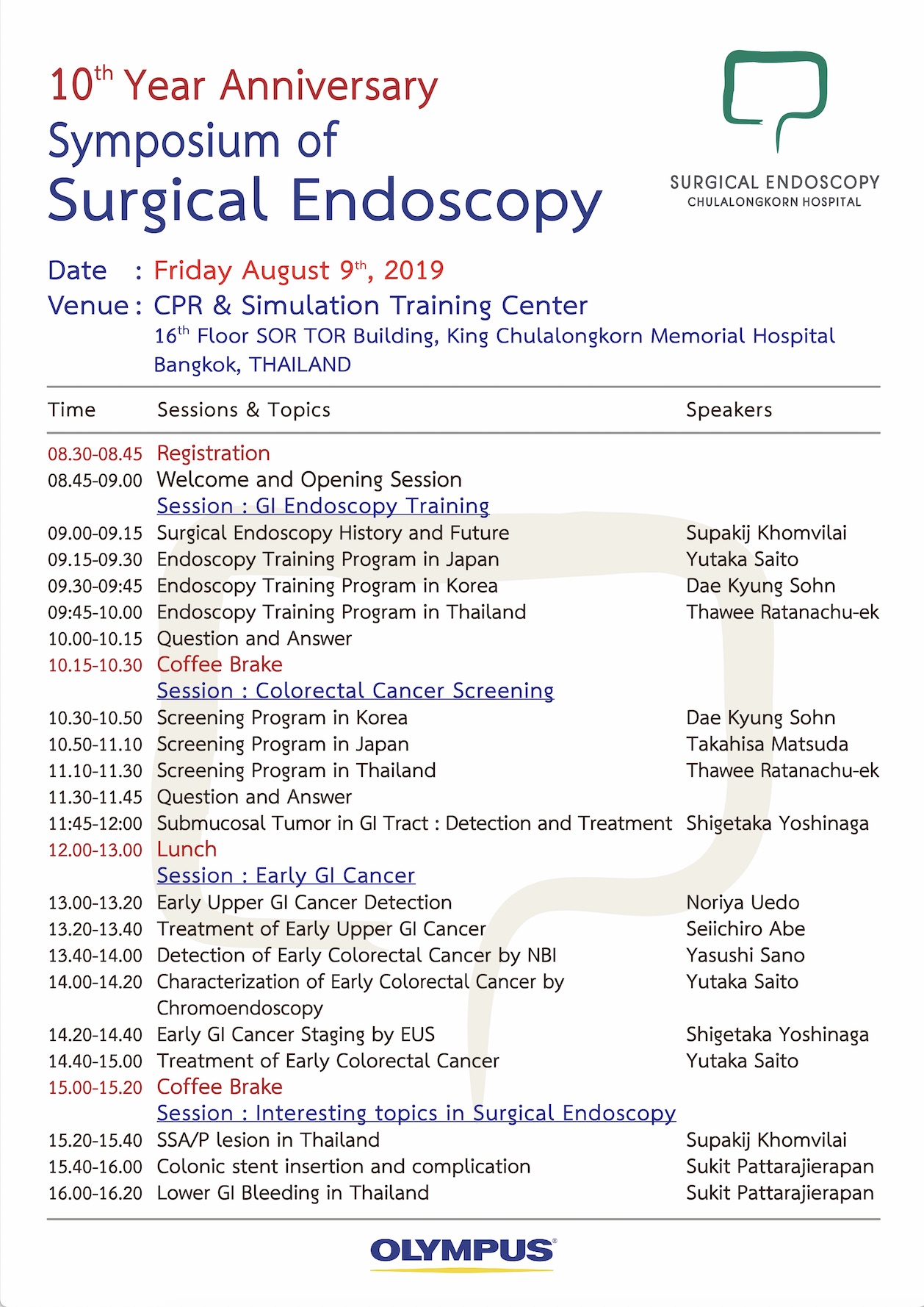 10th Year Anniversary: Symposium of Surgical Endoscopy